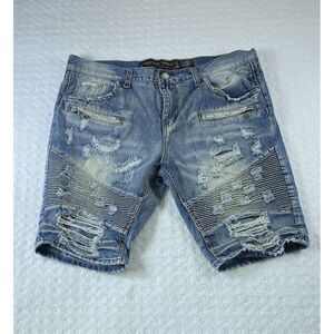 Heritage America Shorts Mens 42 Blue Jean Denim Distillery 1776 Distress Pockets